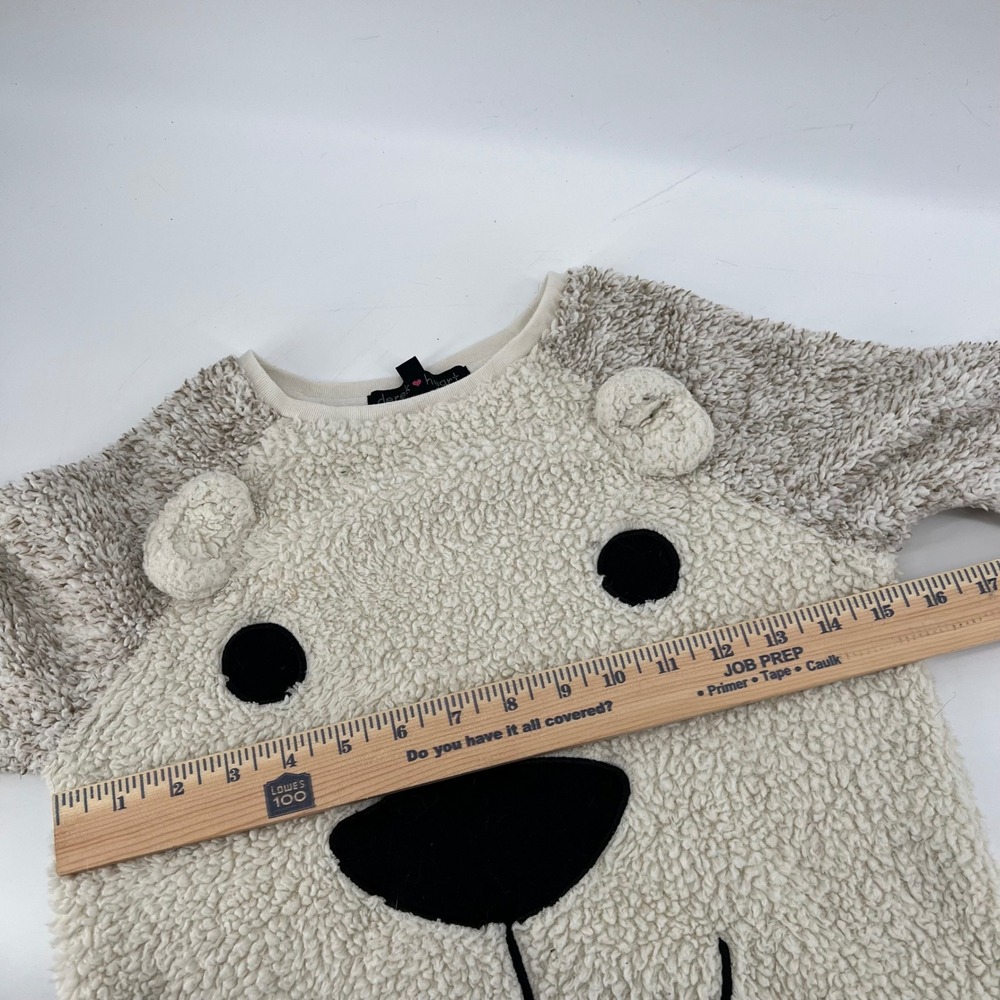 Derek Heart Girls M 10/12 Polar Bear Sherpa Fleece Pullover 3D Ears Ivory Taupe - Picture 4 of 9